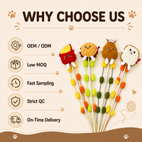 Vente en gros : Jouet interactif pour chat en peluche, baguette de chat en forme de nourriture, avec manche en bois et clochette, herbe à chat, logo personnalisé, cadeau promotionnel