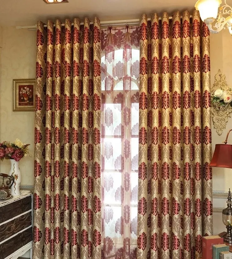 यमन पर्दे के कपड़े jacquard cortinas decorativas पैरा ला कासा के लिए अंधकार सामग्री बेडरूम
