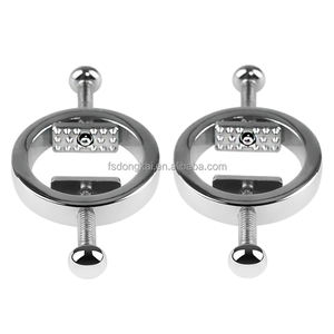 Paquete de 2 abrazaderas redondas para el pecho con anillo protector de pezón sin perforación con puntas internas Bdsm, abrazaderas para pezones de aleación de Zinc - Product Image 1