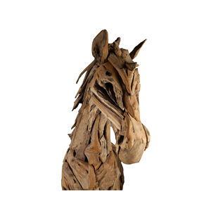 Décoration d'intérieur traditionnelle Gubuk Bali en forme de cheval, sculpture rectangulaire en racine de teck 100% faite à la main, 250x50x200cm, à poser au sol, pour l'extérieur ou le bureau - Product Image 2