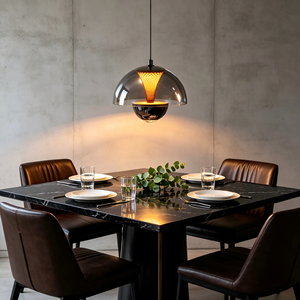 Lámpara colgante LED de techo alto con cúpula de cristal transparente negro <span class=keywords><strong>perla</strong></span>, estilo nórdico, moderno y cálido, para uso en interiores. - Product Image 6