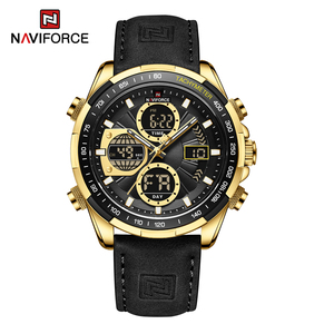 Naviforce 9197 Reloj cronógrafo para hombre Esfera verde Taquímetro Correa de cuero Impermeable Fecha Semana Pantalla Deporte Cuarzo - Product Image 1