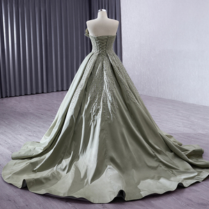Robes de soirée pour femmes, modernes, faites à la main, sans manches, en satin, avec des paillettes et des perles, style Aline, RSM241011 - Product Image 3