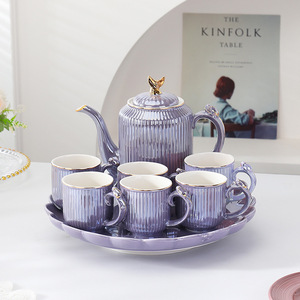New Bắc Âu Phong Cách Cao Cấp Gốm Tea Cup Set Độc Đáo Ngọc Trai Tráng Men Bình Nước Lạnh & Ấm Đun Nước Khay Cho Nhà Sử Dụng Đồ Uống - Product Image 6