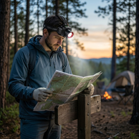 Lampe frontale LED rechargeable avec angle de tête réglable, faisceau longue portée et indicateur de batterie pour le camping et la randonnée en extérieur