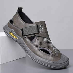 Sandalias de Verano para Hombre, Transpirables, de Malla y Cuero, Punta Redonda, Estilo Deportivo, Suela Intermedia de EVA, Suela Exterior de Goma - Product Image 3