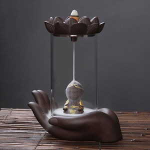 Porte-<span class=keywords><strong>encens</strong></span> <span class=keywords><strong>cascade</strong></span> <span class=keywords><strong>Bouddha</strong></span> Zen en céramique marron pour yoga, brûleur créatif d'<span class=keywords><strong>encens</strong></span> transparent, rafraîchisseur d'air, décoration intérieure, cadeau - Product Image 3
