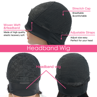 Perruques à bandeau sans colle en cheveux humains, perruques à bandeau en cheveux humains ondulés, perruques entièrement faites à la machine sans dentelle pour femmes noires