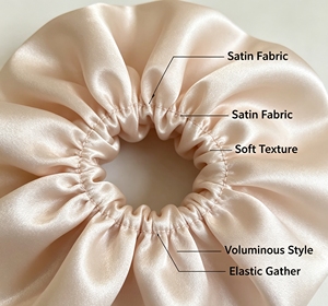 Elegant Versatile High-End Sports Hair Band Solid Color Puff Fabric Scrunchie for Summer Bright Ponytail Sports Entertainment - Product Image 5
