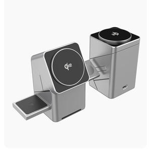 Nuovo Caricatore Wireless Magnetico Rotante Tre-in-uno Adatto per la Ricarica Rapida di Telefoni Cellulari e Orologi - Product Image 2