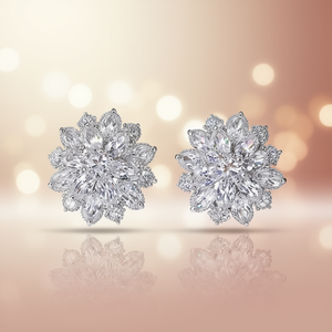 Orecchini a lobo di lusso con fiori in argento 925 e cristalli di strass, gioielli da sposa per donna - Product Image 2