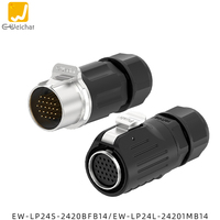 Conector Circular Industrial E-Weichat LP24 con Carcasa Metálica, Tipo Push-Pull, Impermeable IP67, Tipo Soldadura, 35A 500V, 2, 3, 4, 10, 12, 19, 24 Pines