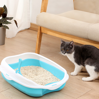 Bac à litière semi-fermé anti-déversement pour chat, bac à déchets durable pour animaux de compagnie, toilette pour chat