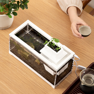 Tanque de plástico rectangular ecológico <span class=keywords><strong>para</strong></span> el hogar pequeño, Guppy, filtro arrastrado, caja de acuario de escritorio, linterna, peces, camarones, accesorios - Product Image 3