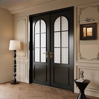 Porte en bois laqué noir moderne, fabrication sur mesure, porte double à ouverture latérale en bois massif de haute qualité pour villa et appartement