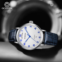 OCHSTIN pour homme, montre mécanique automatique pour affaires, cadran en verre de 41 mm, pointeur analogique, bracelet en cuir véritable