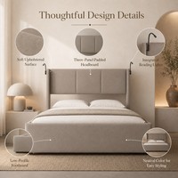 Hotelstil Taupe Gepolstertes Bettgestell für King- und Queen-Size Schlafzimmermöbel-Projekte für Importeure und Einzelhändler