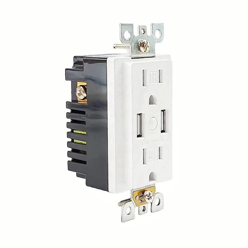 3.0 Amp 5V DC 15Amp 125V AC two USB sports smart Wi-Fi wall outlet with dual charger