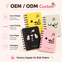 Mini Cuaderno Espiral con Diseño de Oso de Dibujos Animados, 4 Unidades, Negro, Amarillo, Rosa, Papel de Alta Calidad, Fabricante OEM ODM, Pedidos al Por Mayor