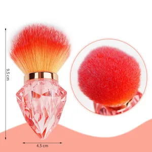 Transparent Diamond <b>Nail</b> Cleaning <b>Brush</b> Soft Fluffy Gradient Bristle Mushroom Head Cosmetic Powder <b>Brush</b> for Salon Home Use - Product Image 3