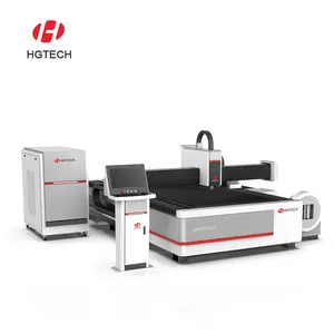 Double-used HGTECH 2000 Watt Cnc Fiber Laser Cutting Machine For Metal Tubes And Metal Sheet With 6 Meter Rotary