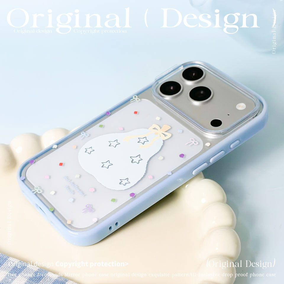 Transparency Slide Border Phone Case for Iphone17/17pro/17PM/16 16pro/PM with Bear Blue Border ...