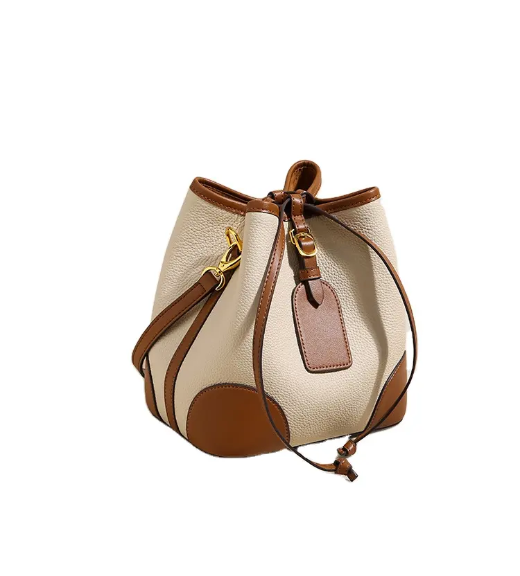 cowhide bucket bag fashion Joker diagonal bag leather handbag large capacity genuine leather shoulder bag