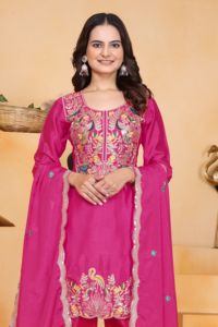 Chinon Silk Dhoti Kurta Set for Women Luxury Coding Sequence Embroidery Work <b>Kurti</b> Legging Set Indian Ethnic Wedding Wear - Product Image 6