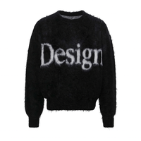 Suéter Personalizado de Mezcla de Mohair, Tejido Intarsia de Pelo Largo, Estilo Grunge Oversize, Jersey para Hombre, Venta al por Mayor