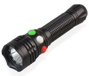 明亮的充电手电筒发光二极管闪光灯红色/绿色/白色手电筒铁路野营信号灯