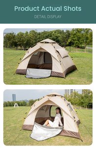 Tente de camping familiale imperméable pour 1 à 4 personnes, facile à installer, double couche, avec protection UV et deux portes - Product Image 6