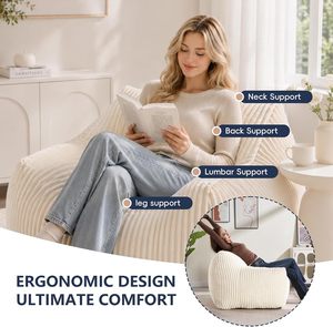 Sample Available Living Room Indoor <b>Bean</b> <b>Bag</b> Sofas White Faux Fur Fluffy <b>Bean</b> <b>Bag</b> Chair with Armrest - Product Image 3