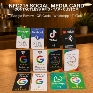 Tarjeta NFC215 sin contacto con chip RFID para redes sociales, soporte de exhibición con código <span class=keywords><strong>QR</strong></span> para reseñas de Google, lector táctil, letrero personalizado para <span class=keywords><strong>WhatsApp</strong></span> - Product Image 1