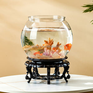 Tangki akuarium ikan mas plastik tebal, desktop kecil transparan tangki ikan mas bulat - Product Image 6