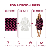 Camisones de Manga Larga para Mujer, Venta al por Mayor, Ropa de Dormir Sexy con Estampado, Camisones Cómodos con Estampado Bajo Demanda, Batas de Baño