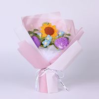 Grosir tangan rajutan campuran buket mawar Crochet bunga buket untuk ulang tahun Ibu hadiah Hari Valentine