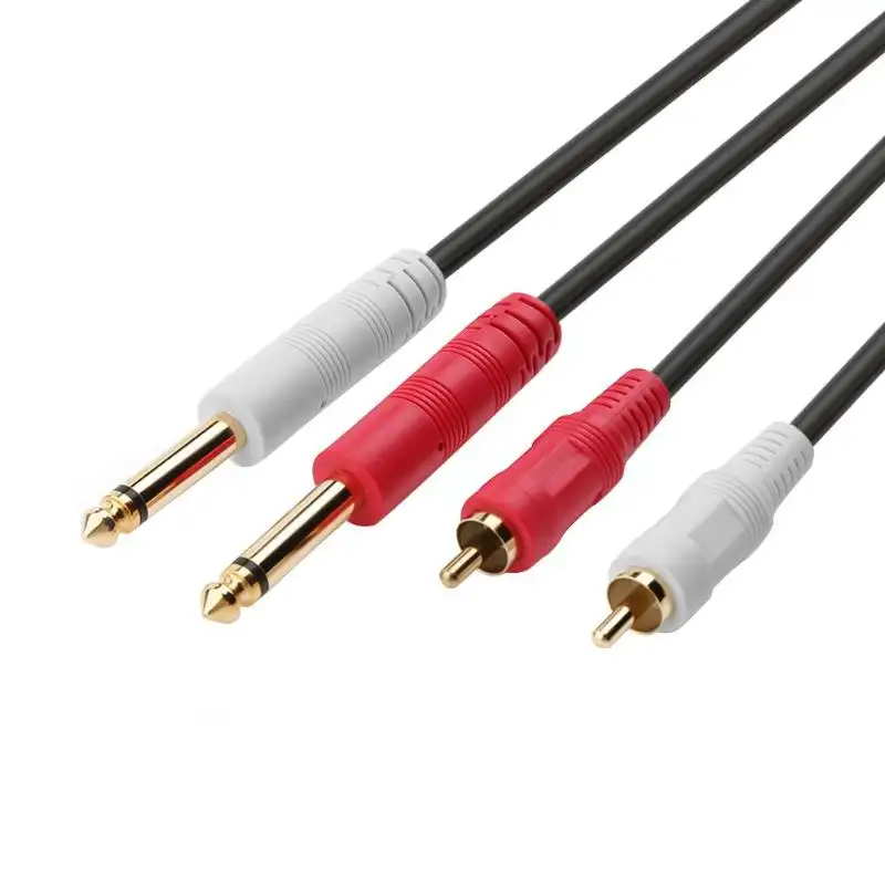 Dual RCAถึงDual Mono 6.35มม.ชายJack Audio 2RCA 2 6.5 DVDผสมสำหรับเครื่องขยายเสียงลำโพงทีวีAV 2M/3M/5M/8M