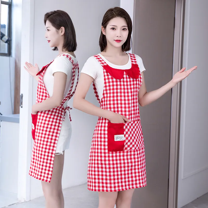 Factory direct apron new household kitchen waterproof and oil-proof cooking work clothes women waist catering specialnetwork red