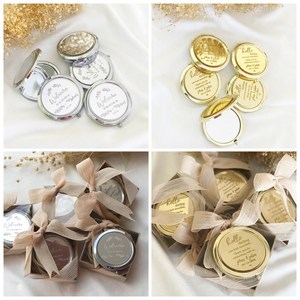 Portable Advertising Gifts Laser Logo Cosmetic Pocket Compact Double-Sided Folding Round Metal Makeup Small Mirror