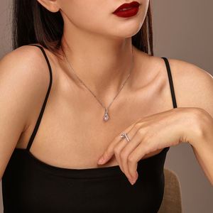 Dylam High Quality Elegant Wholesale Jewelry Women Accessories Chain Plata 925 Sterling <b>Silver</b> CZ Water Drop Pendant Necklace - Product Image 4