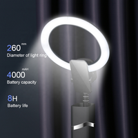 Ring Light Pink 10 Inch Lipat, Lampu Bulu Mata Multifungsi, Lampu Isi Desktop 360 Derajat untuk Live Streaming, Penyangga Ponsel