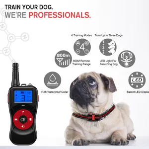 Bark Collar With Remote Pet Training Products 800M Dog Electric Shock Training Collar With Remote Shock Collar