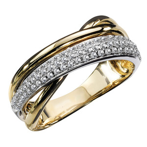Anello Elegante Bicolore con Linee Geometriche, Design Minimalista Scintillante, Gioiello da Donna alla Moda per Uso Quotidiano, Idea Regalo - Product Image 1
