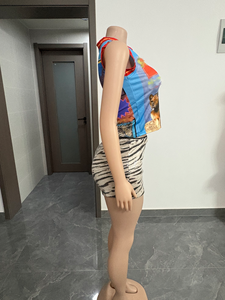 G04123C 2026 Summer Women Print <strong>Tops</strong> Matching <strong>sequin</strong> Shorts Sets - Product Image 3