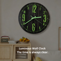 Horloge murale de 12 pouces, style Art déco antique, design lumineux, aiguilles en quartz MDF, simple face, pour salon, chambre, bureau, veilleuse