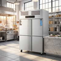 Réfrigérateur-congélateur commercial vertical à double température et double compresseur 410+430L à quatre portes pour cuisine de restaurant