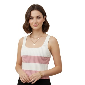 Women's Striped Short Casual Tank <b>Top</b> Soft Breathable Summer Wear for Gym Yoga Home Daily Comfortable Stylish Design - Product Image 1