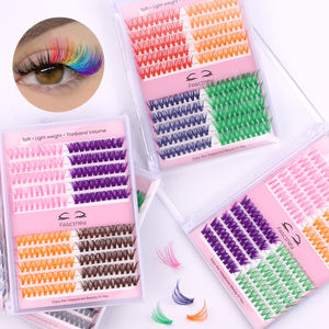 प्राकृतिक डी कर्ल व्यक्तिगत झूठी आंखें सफेद गुलाबी नीले हरे रंग के बैंगनी रंग के रंग की चमक - Product Image 5