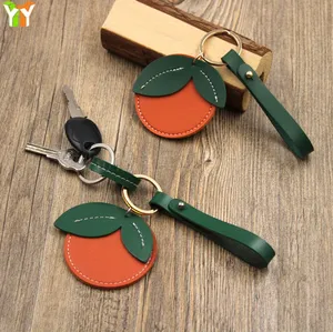 popular cute orange shaped cute pu leather key chain holder key rings