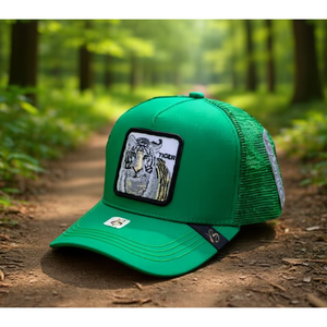 Gorra Trucker con Bordado de Tigre Verde, Tela de Malla, Ajustable, Unisex, Casual, Primavera Verano, 6 Paneles - Product Image 2